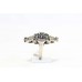 Ring Silver 925 Sterling Women's Blue Onyx & Marcasite Gem Stone Cocktail A519